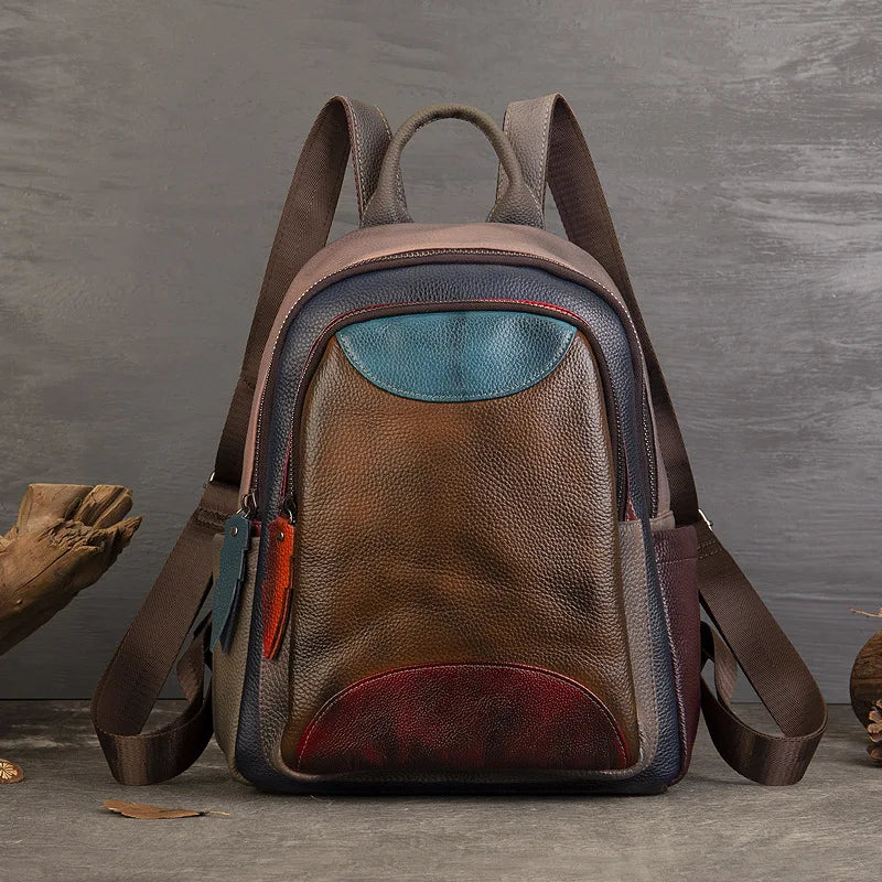 Vintage Patchwork Genuine Leather Backpack by Snagg A Backpack