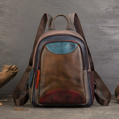 Vintage Patchwork Genuine Leather Backpack by Snagg A Backpack
