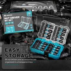 24PCS Magnetic Nut Driver Set 1/4" Hex Impact Drill Driver Bit Kit – Metric & SAE