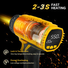 Cordless Heat Gun 400W with LCD Display