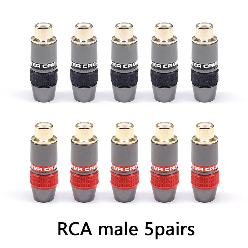 10 Pack RCA Male/Female Connectors – Gold-Plated Copper Audio & Video Plugs for Extension and Wiring by Snagg A Cable Plug