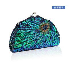 Retro Beaded Peacock Evening Purse