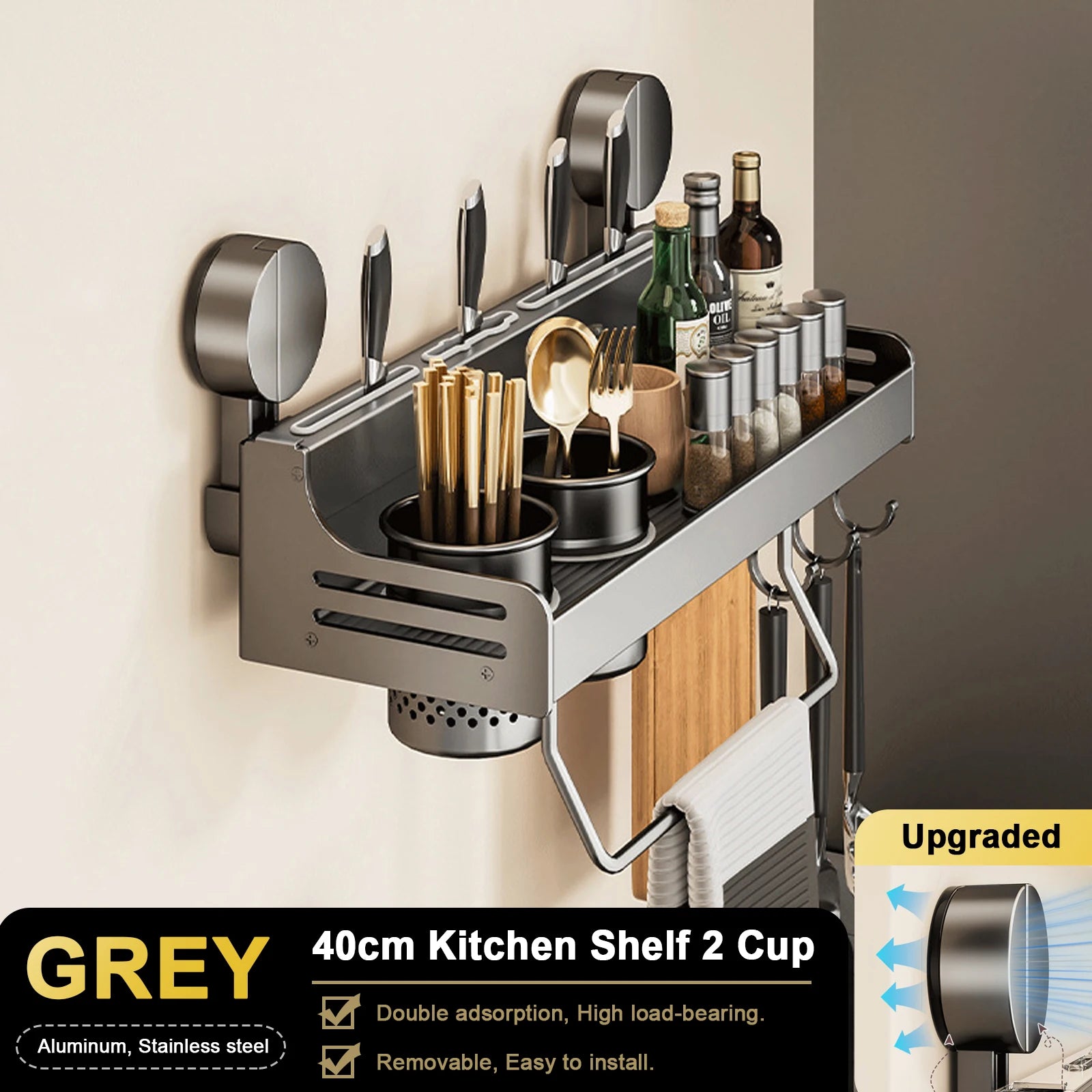 Wall-Mounted Kitchen Organizer Shelf by Snagg A Rack