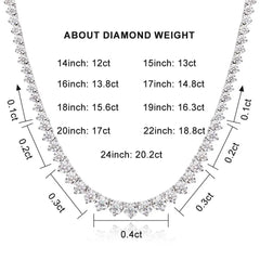 3 Claw D Color VVS1 Moissanite Tennis Necklace — 925 Sterling Silver 18K White Gold Plated (GRA Certified) - Necklaces
