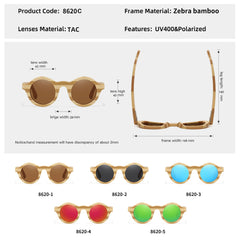 Natural Zebra Bamboo Polarized Sunglasses by Snagg It Sunglasses