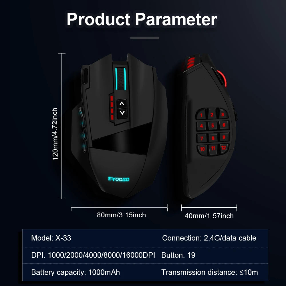 Wireless RGB Gaming Mouse 2.4G USB Connection & 16,000 DPI Optical Sensor for PC & Laptop by Snagg A Gaming Mouse