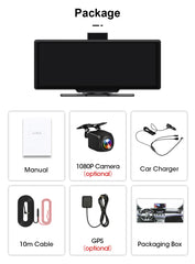 10.26" 4K Dash Cam And Rearview Mirror Car Video Player with Wireless CarPlay by Snagg A Car DVR