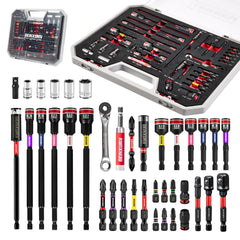 38 Pcs DIY Tool Set – Impact Screwdriver Bits, Nut Drivers, Sockets & Quick-Change Adapters with Ratchet Wrench