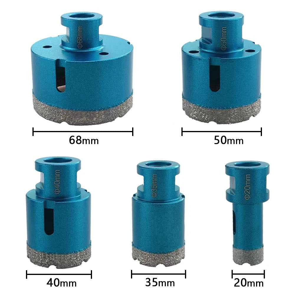5pcs M14 Thread Dry Diamond Hole Saw Set | Brazed Core Drill Bits for Porcelain Granite Marble Tile