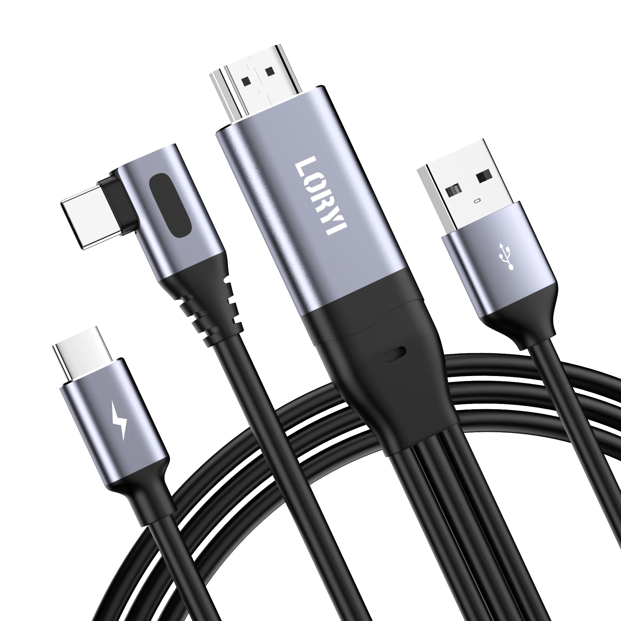 90-Degree HDMI to USB-C Cable 4K@60Hz 2.5M – Touch Monitor Support for Xreal, Xbox, PS5 & Laptop