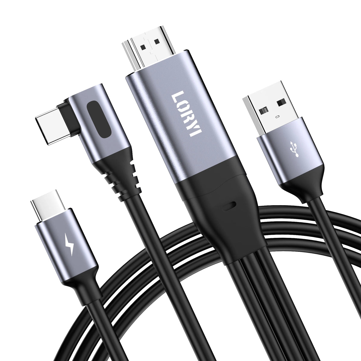 90-Degree HDMI to USB-C Cable 4K@60Hz 2.5M – Touch Monitor Support for Xreal, Xbox, PS5 & Laptop