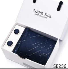 Solid Colour Necktie with Matching Handkerchief & Cufflinks - SB256 - Others In Fashion