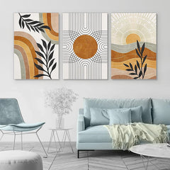 Geometric Sun & Desert Plants Wall Art – Set of 3 by SnaggIt