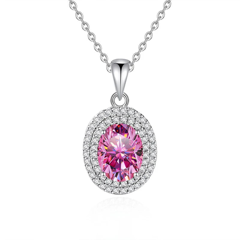 2ct Elliptical Moissanite Ring & Necklace Set