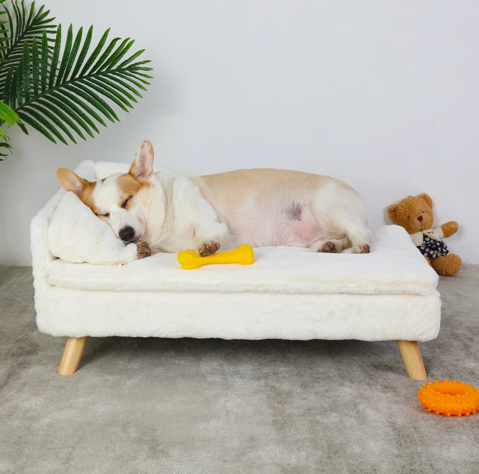 Elevated Pet Sofa Bed with Solid Wood Legs by Snagg A Pet Lounge