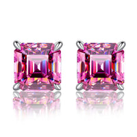 Pink Square Moissanite Earrings by Snagg An Earring