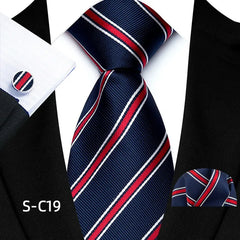 Luxury Business Tie Set — 8cm Men’s Formal Striped Necktie with Matching Accessories