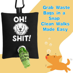 Funny "OH SH*T" Pet Waste Bag Holder | Durable Oxford Fabric Leash Dispenser