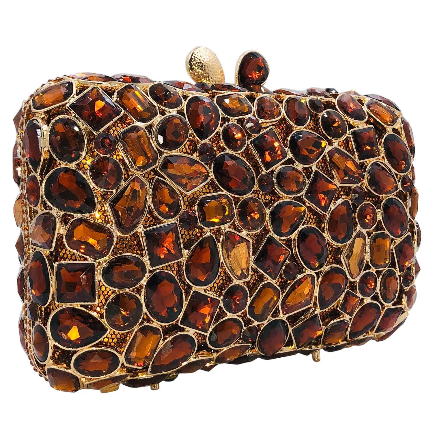 Brown Crystal Evening Clutch