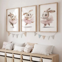 3pcs Ballerina Bunny Canvas Prints by Snagg A Print