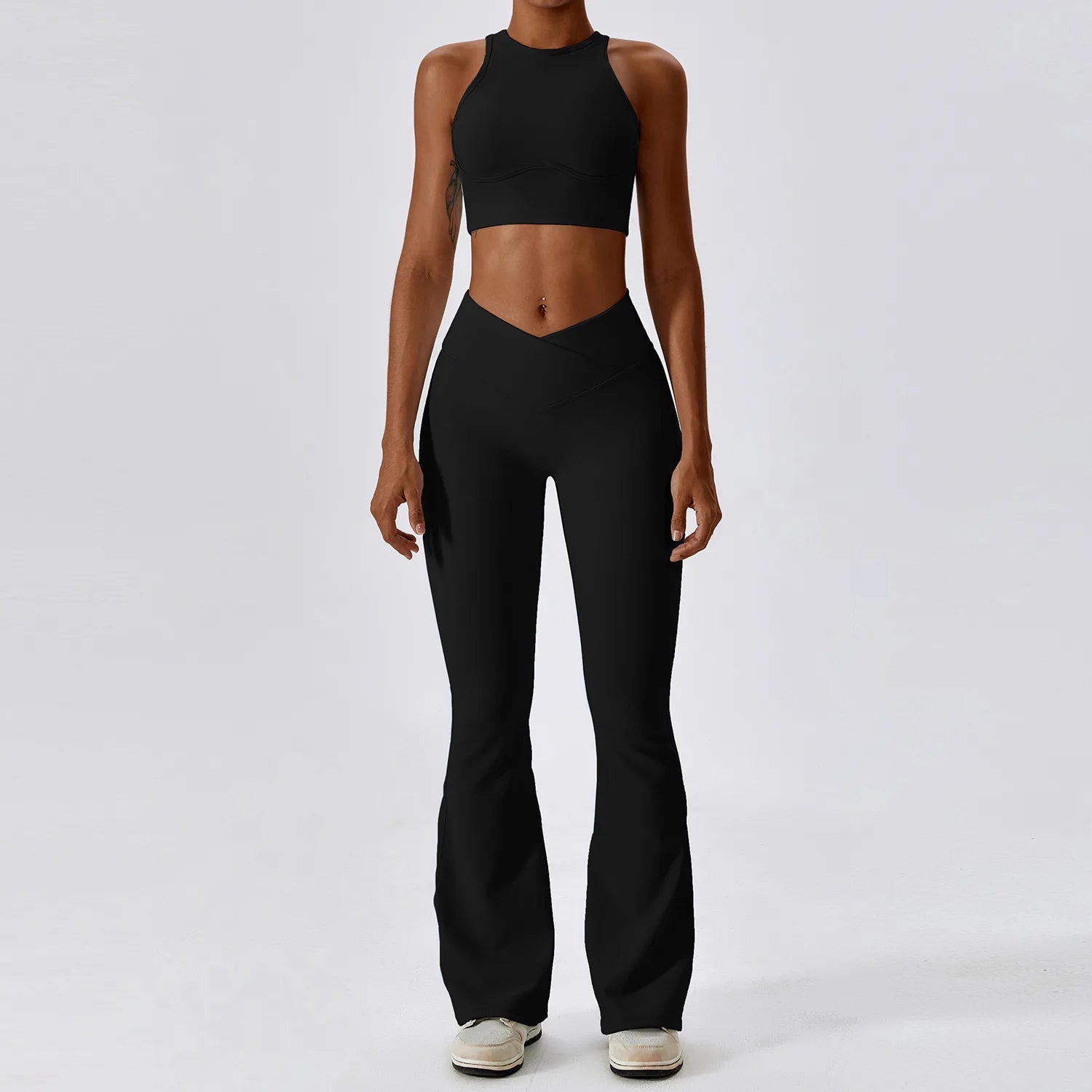 Women's 2-Piece Ribbed Seamless Yoga Set | Sports Bra & Gym Leggings Fitness Tracksuit Activewear