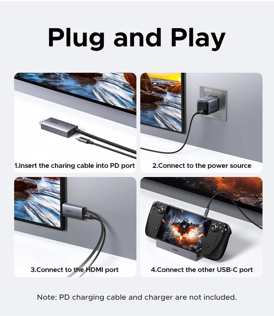 USB C to HDMI 2-in-1 Cable Thunderbolt Compatible (2m Length) by Snagg An HDMI Cable