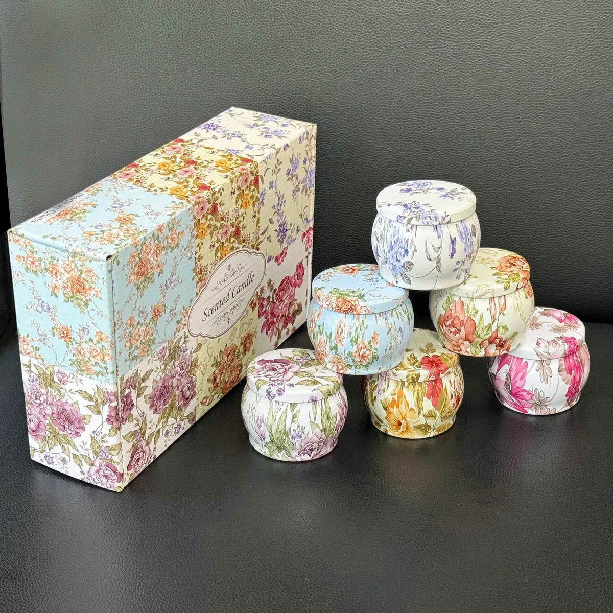 6Pcs Of Tin Can Candle Set Soy Wax