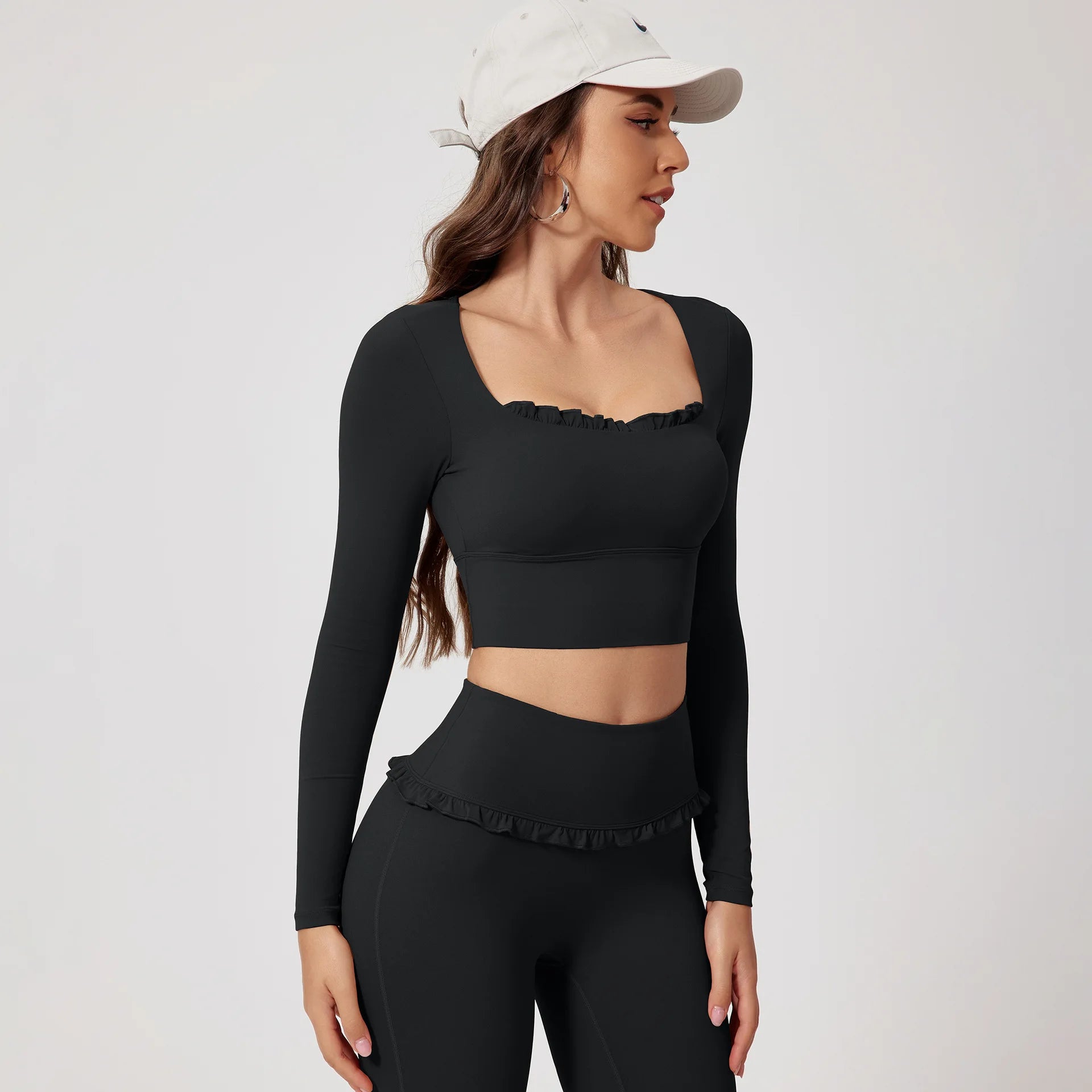 Women's 2-Piece Long Sleeve Gym Set | Quick-Dry Yoga Outdoor Sports Shirt & Leggings Sportswear