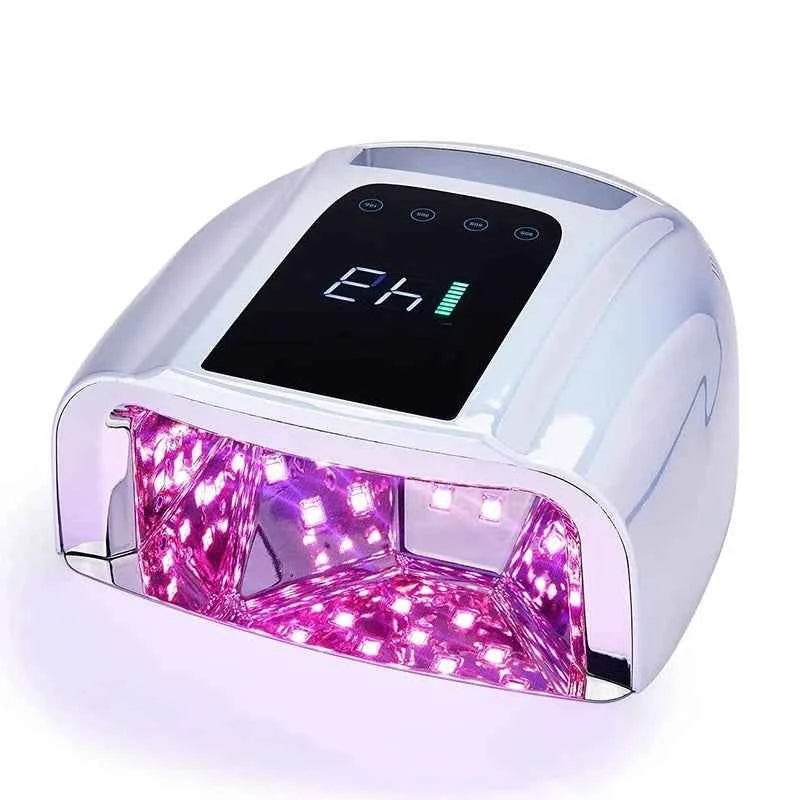 96W Cordless Mirror-Reflective UV/LED Nail Station – Wireless High Performance Rechargeable Dryer
