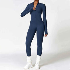 Women's Long Sleeve Zipper Yoga Romper | One-Piece Gym Jumpsuit High-Intensity Fitness Skin-Tight