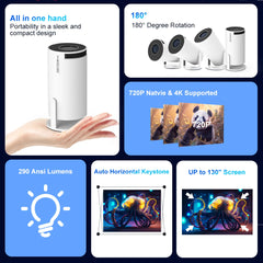 Smart Projector HY300 Pro – Android 11 with Dual WiFi 6, 4K Support by Snagg A Projector