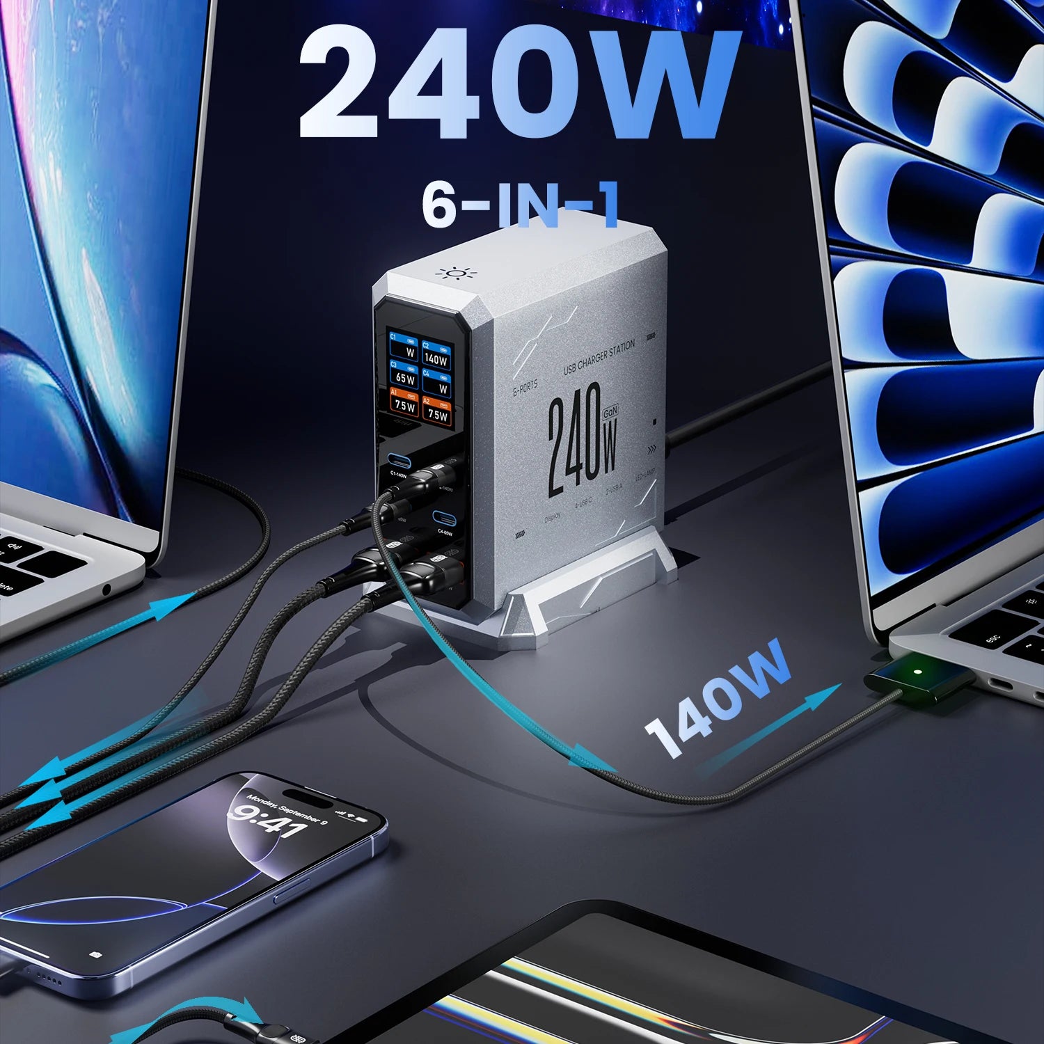 240W GaN Fast Charging Station by Snagg A Charging Station