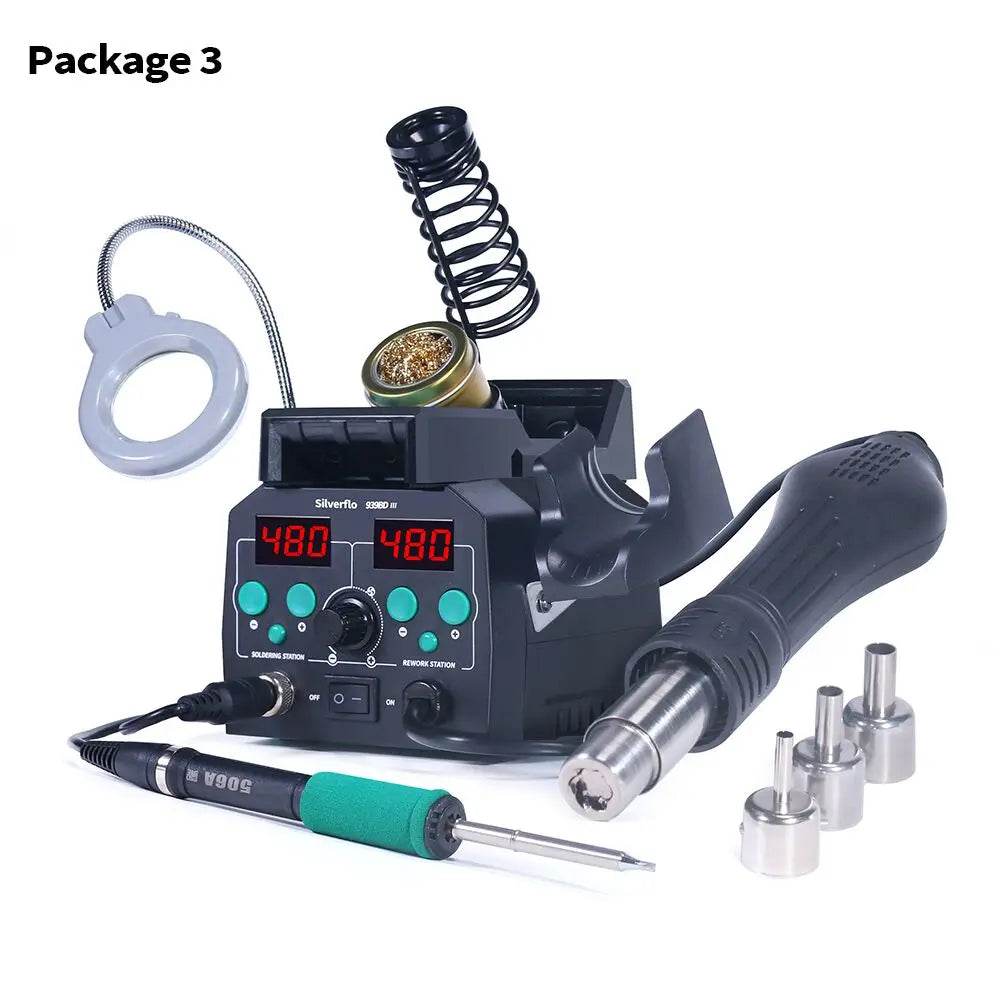 938BD-III 2-in-1 T12 Digital Soldering Station with Hot Air Gun - SnaggIt