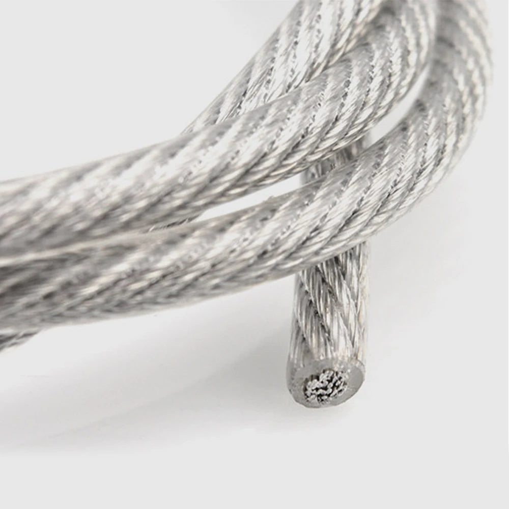 1mm PVC Transparent Coated Steel Wire Rope 7×7 | Flexible Soft Cable 20/50/100M Hanging Line