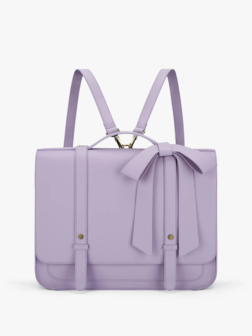 PU Leather Women's Satchel Laptop Bag 14" – Courier Shoulder Bag for College & Travel with Removable Bow