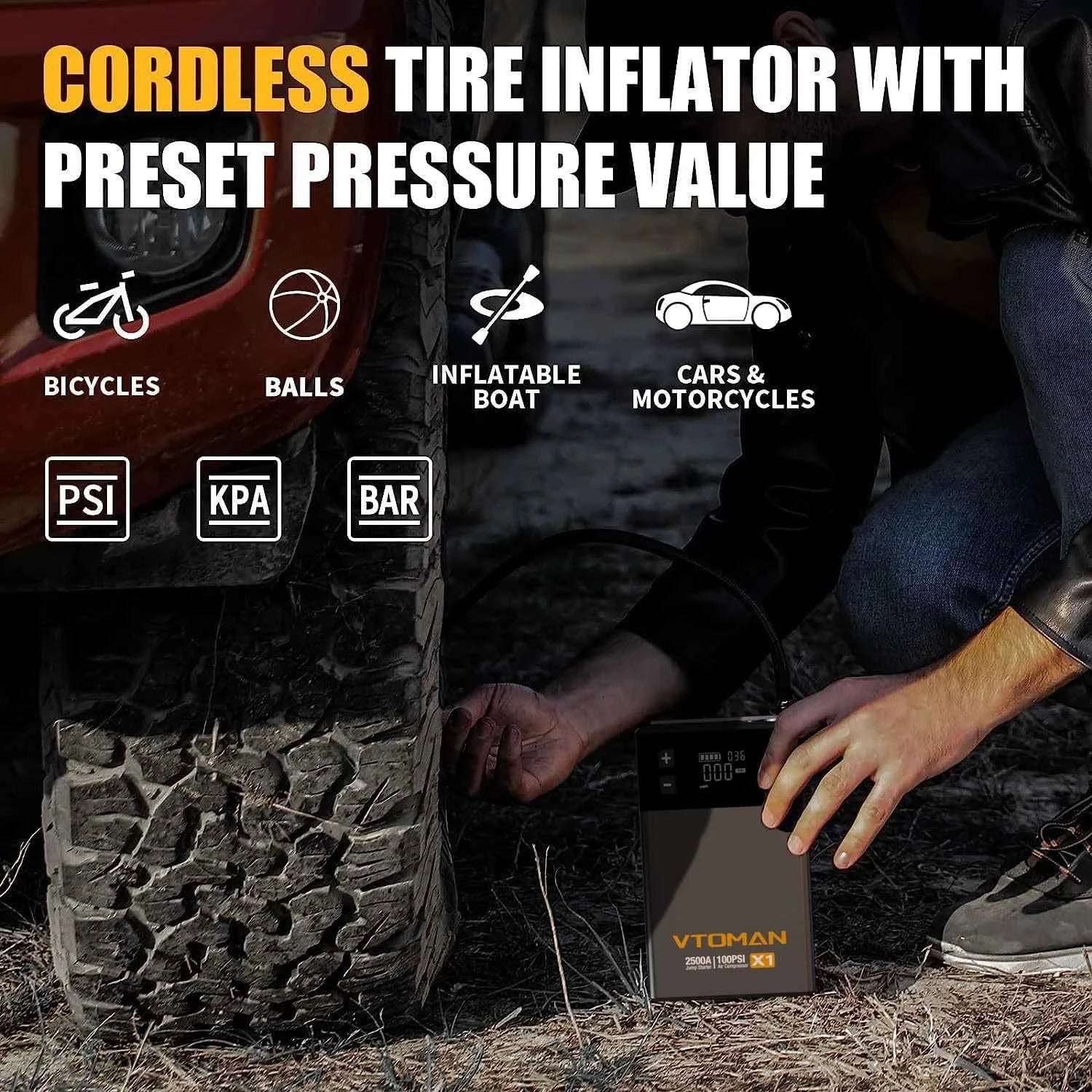 12V car jump starter with 150 PSI tyre inflator – image 3