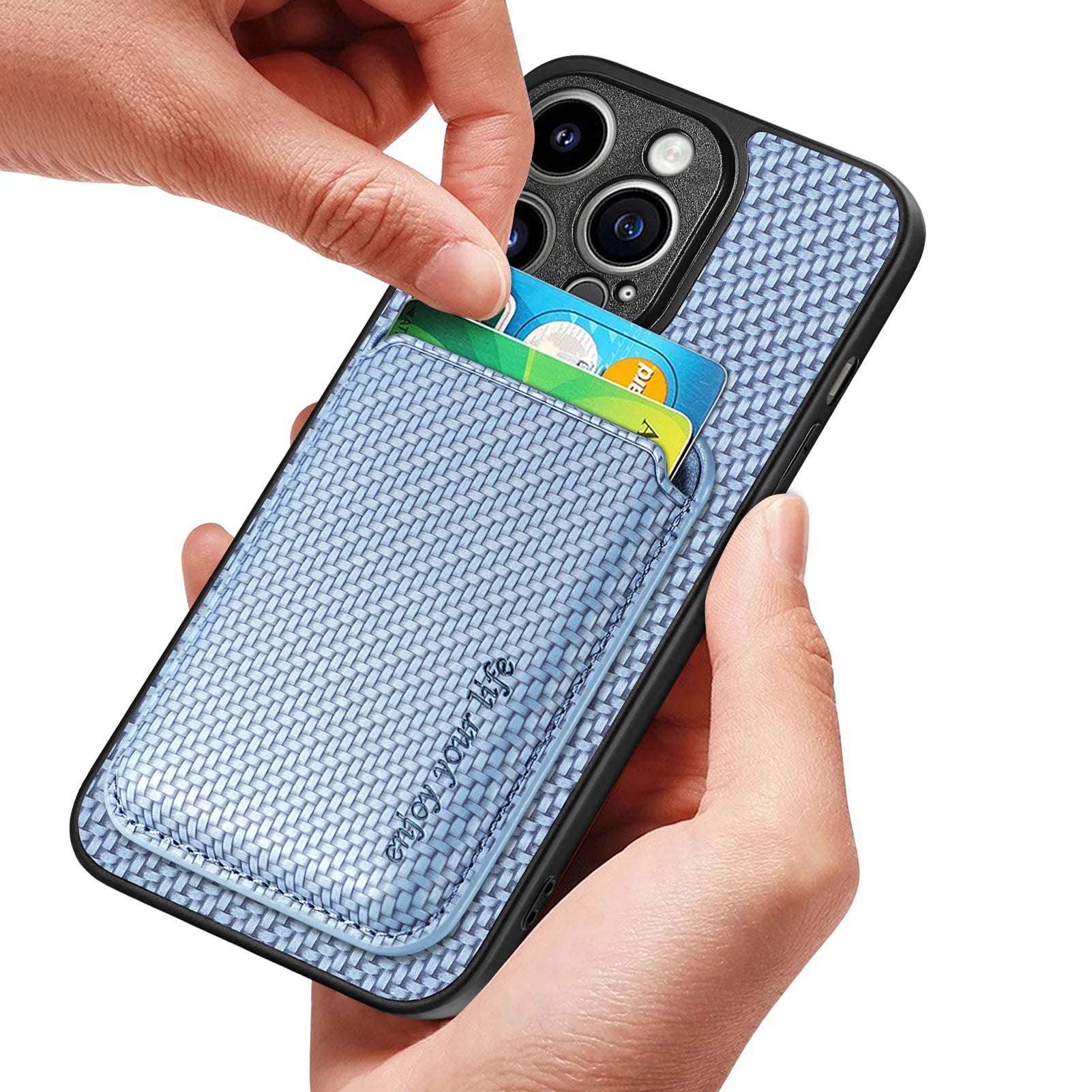 Carbon Fiber Style PU Leather MagSafe Case for iPhone 17 Air / Series (LM2) by Snagg A Phone Case