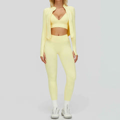 Women's 2/3-Piece Seamless Yoga Set | Gym Workout Suit Fitness Bra Crop Top Long Sleeve Leggings