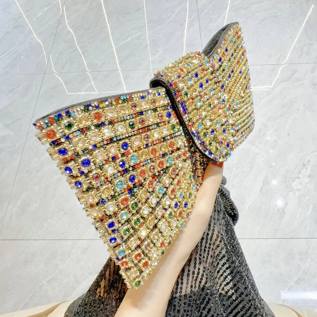 Luxury Bow Sequin Evening Clutch by Snagg It Purses