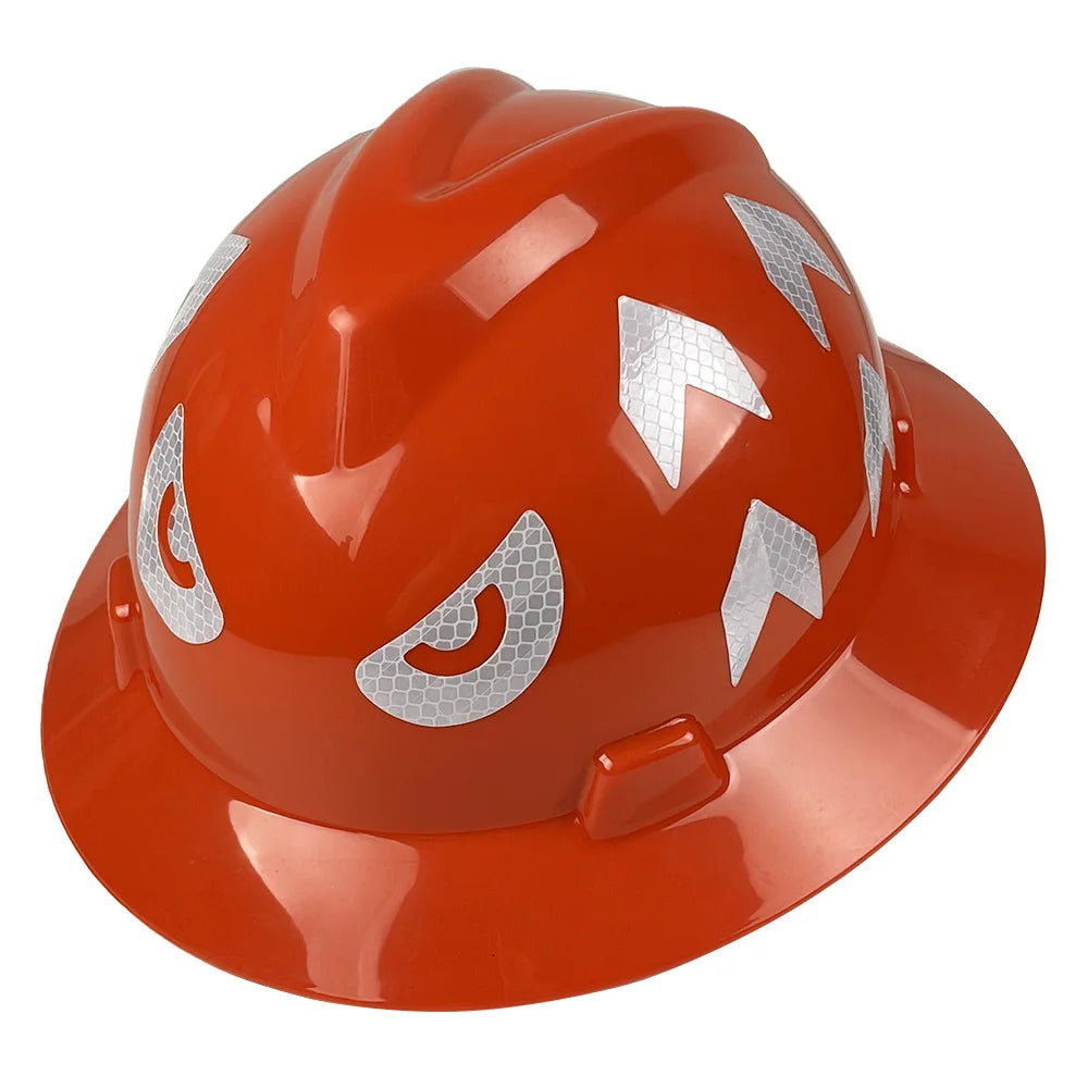 Full brim construction safety helmet with reflective stickers – image 12
