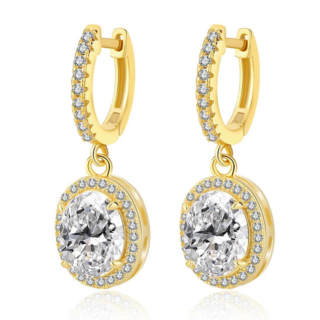 4CT True Pink Oval Moissanite Drop Earrings