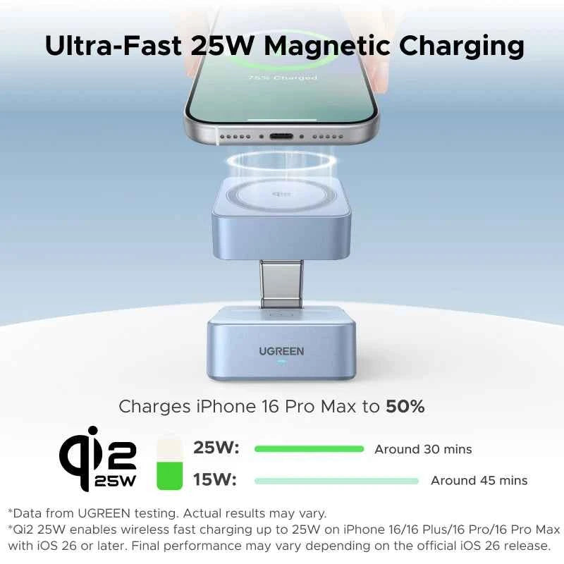 Qi2.2 25W 2-in-1 Magnetic Wireless Charger Stand | Fast Charging for iPhone 16 17 AirPods MagFlow