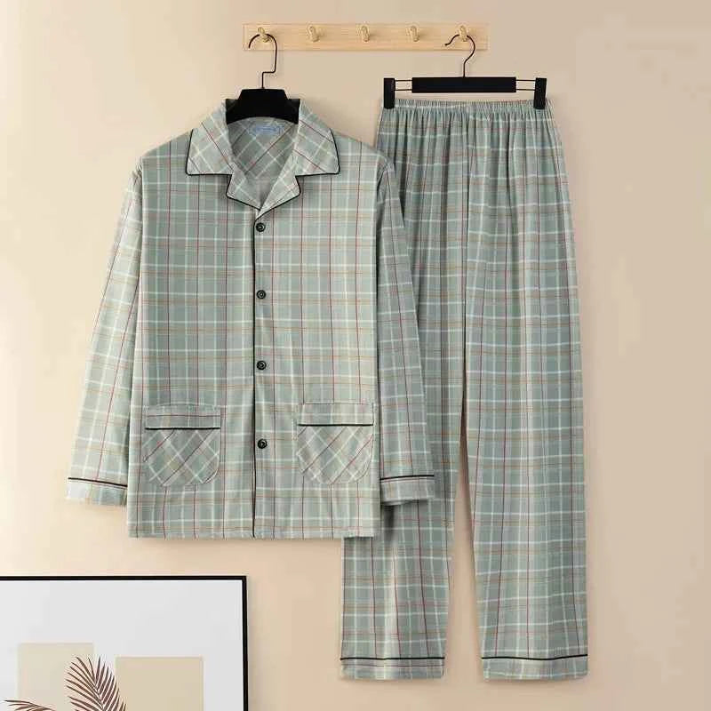 Plus Size Men's Plaid Pajama Set | Cardigan Button-Down Top & Pants Winter Sleepwear Loungewear