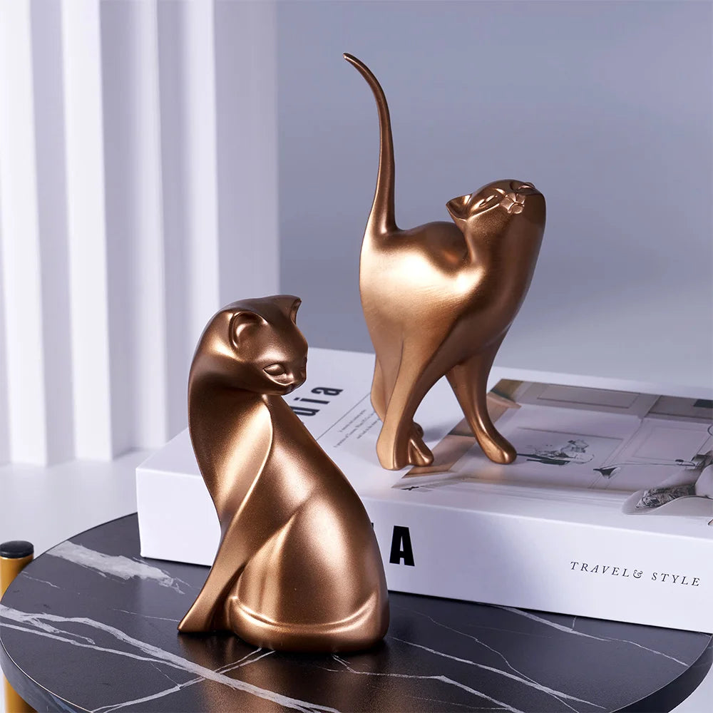 Golden Cat Couple Figurines by Snagg A Sculpture