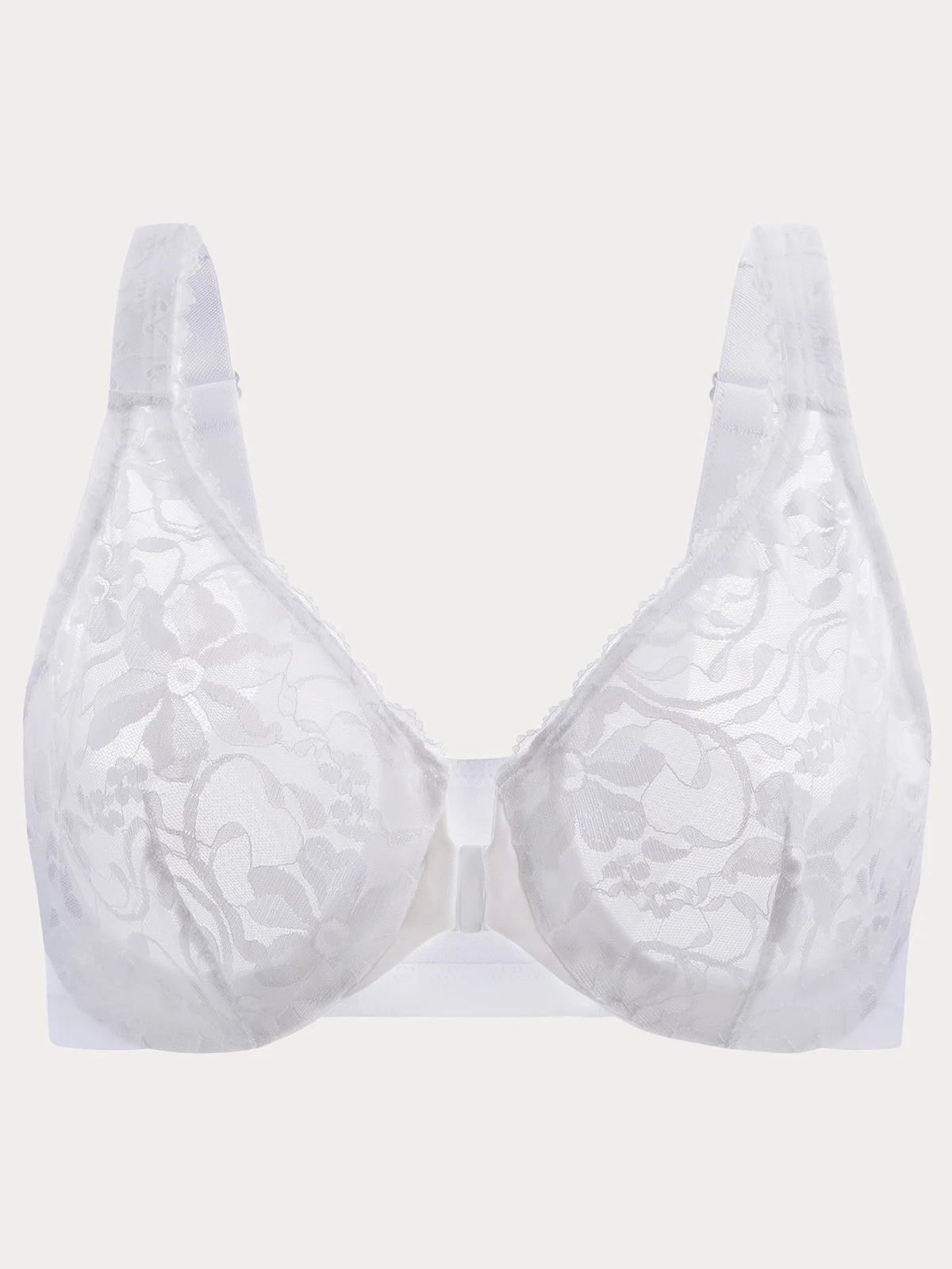 Plus Size Front Closure Racerback Bra | Stretch Lace Underwire Full Coverage