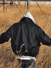 Oversized Matte Black PU Leather Jacket by Snagg A Jacket