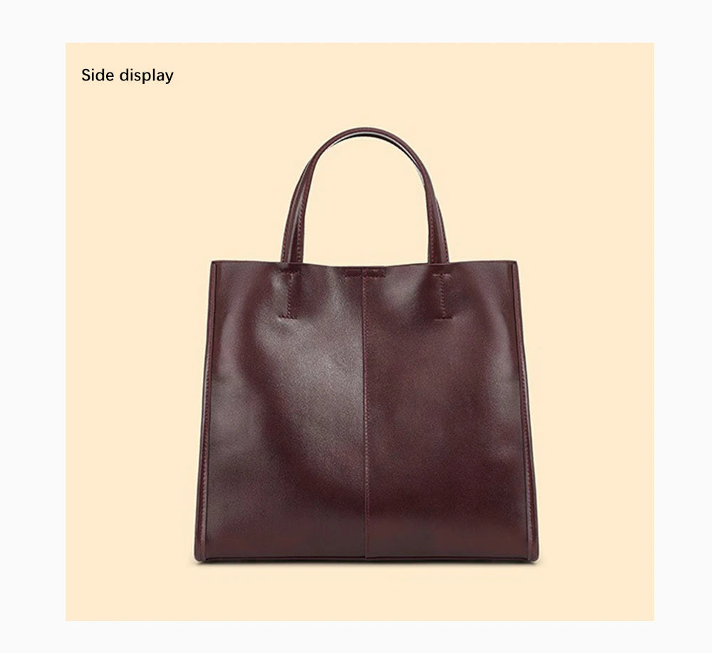 Genuine Leather Oil Wax Tote Bag – Large Capacity Vintage Shoulder & Crossbody Shopper for Women