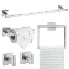 Matte Black/White Bathroom Hardware Set by Snagg A Rack