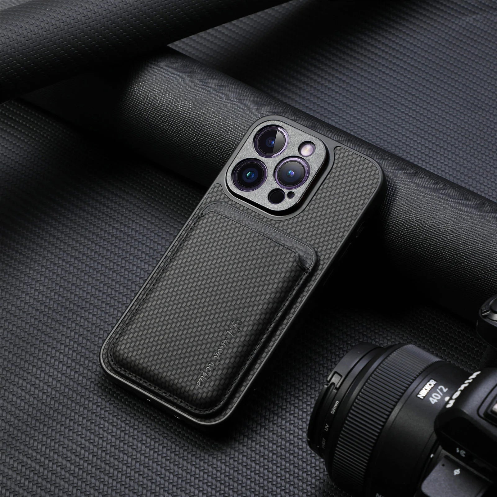 Carbon Fiber Style PU Leather MagSafe Case for iPhone 17 Air / Series (LM2) by Snagg A Phone Case