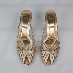 Women’s Gold Hollow Thin Strip Heels by Snagg A Shoes
